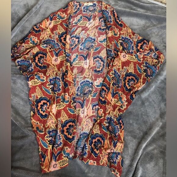 310. Andersen & Lauth by Anthropologie Floral Half Sleeve Kimono Cardigan One Si - Picture 2 of 6